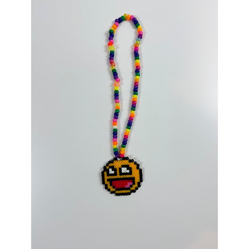 Kandi Awesome Face Perler Bead Necklace‎ Rave Festival Jewelry